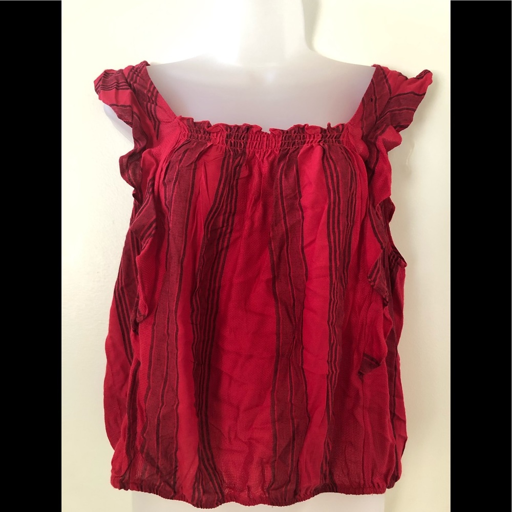 New Red with black stripes tank top